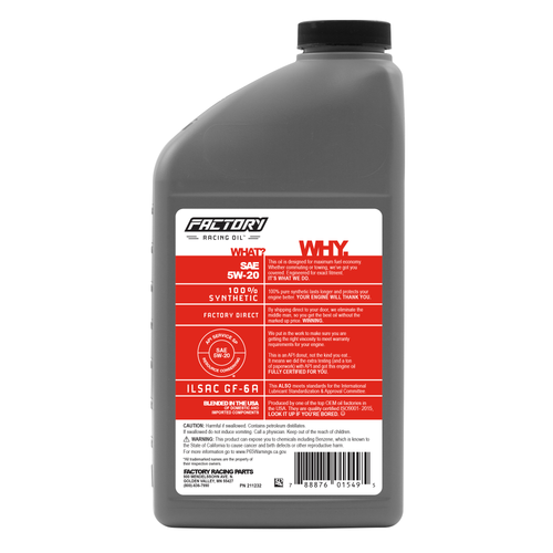 Factory Racing Parts Basic Oil Change Kit For Jeep 5W-20 Oil - 7 Quarts-2